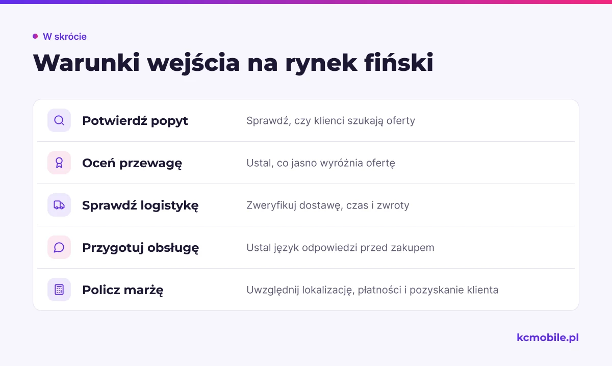 Lista warunków do sprawdzenia przed inwestycją w SEO w Finlandii pomaga ocenić, czy firma może pozyskać i obsłużyć klientów.