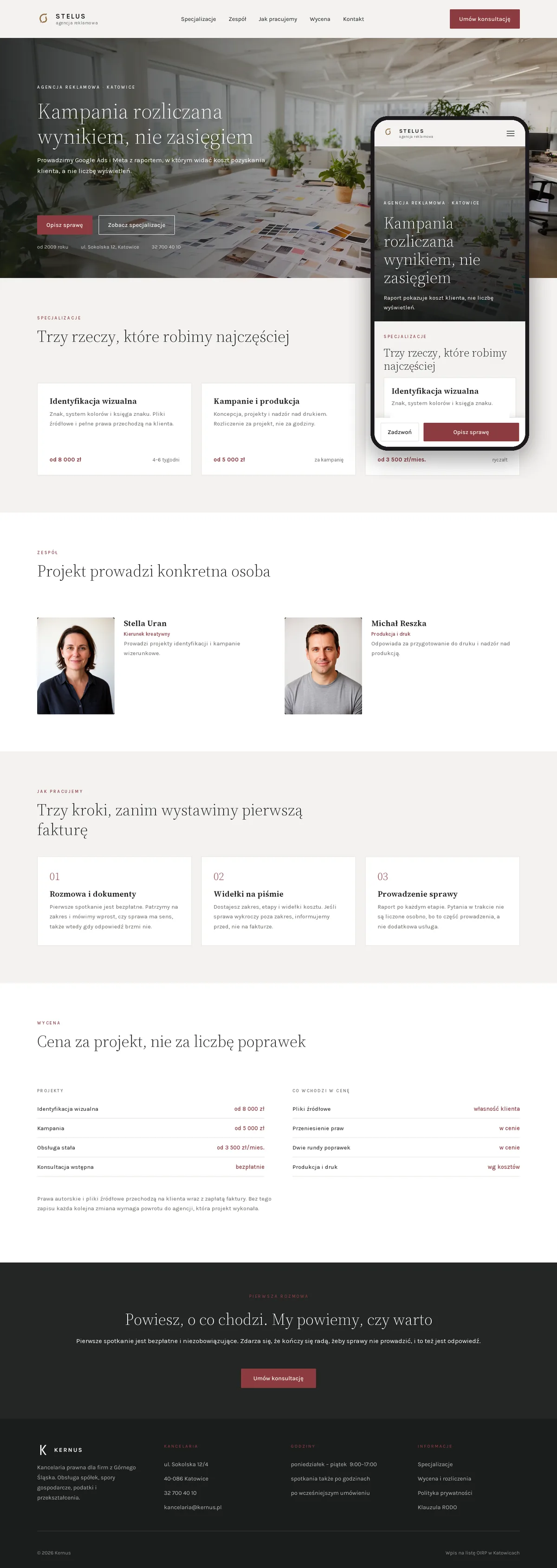 Projekt koncepcyjny strony internetowej – agencji reklamowej