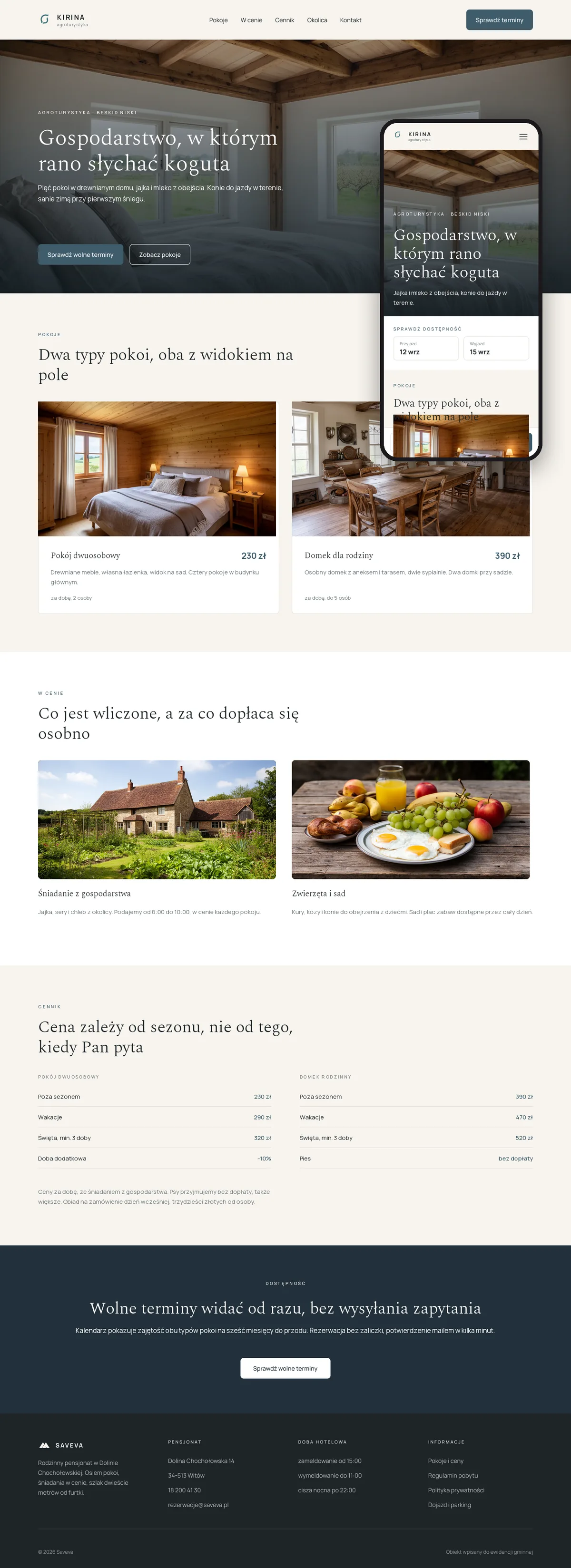 Projekt koncepcyjny strony internetowej – agroturystyki