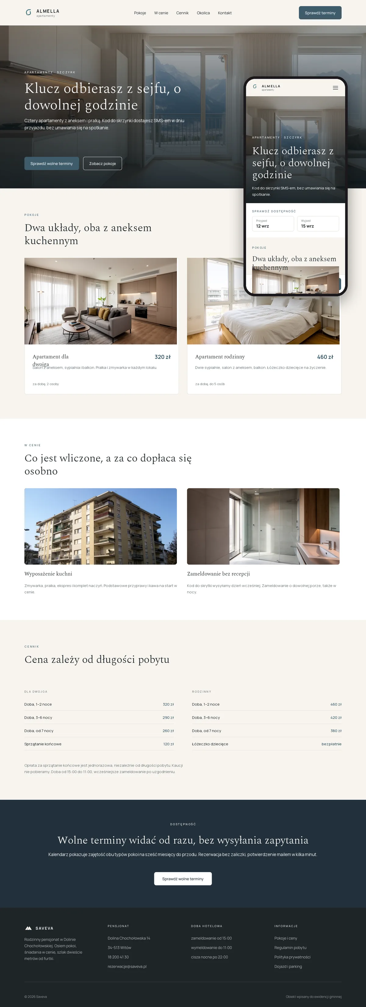 Projekt koncepcyjny strony internetowej – apartamentów