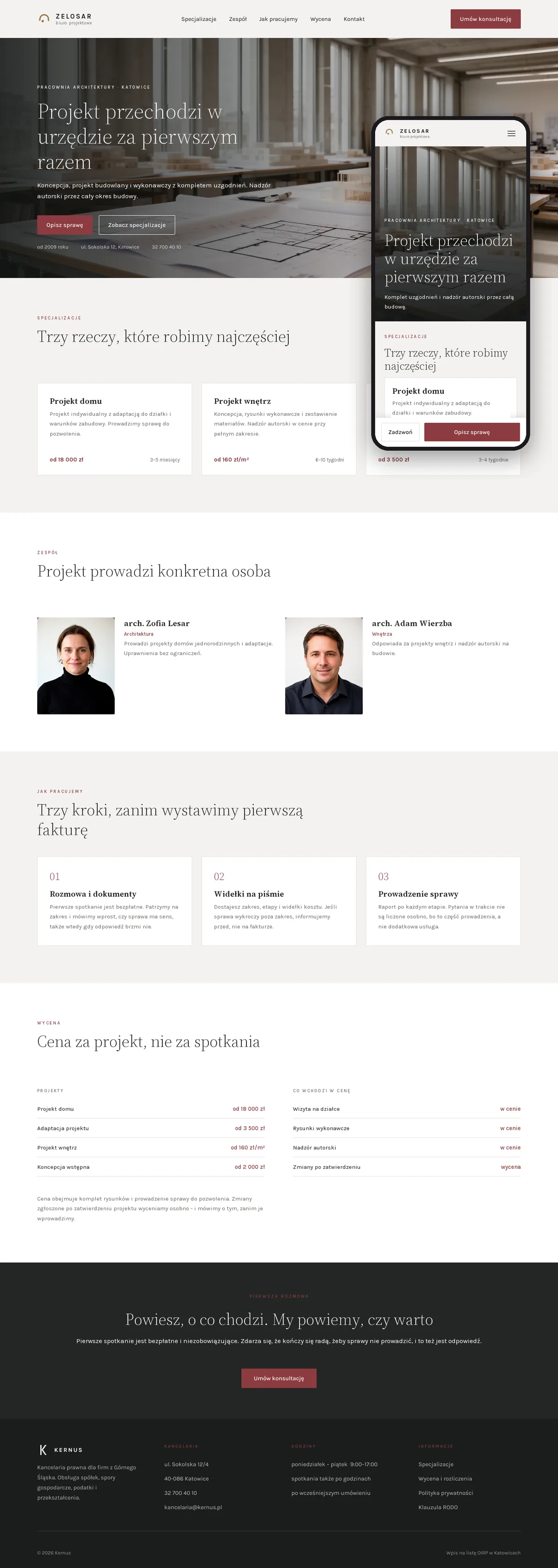 Projekt koncepcyjny strony internetowej – biura projektowego