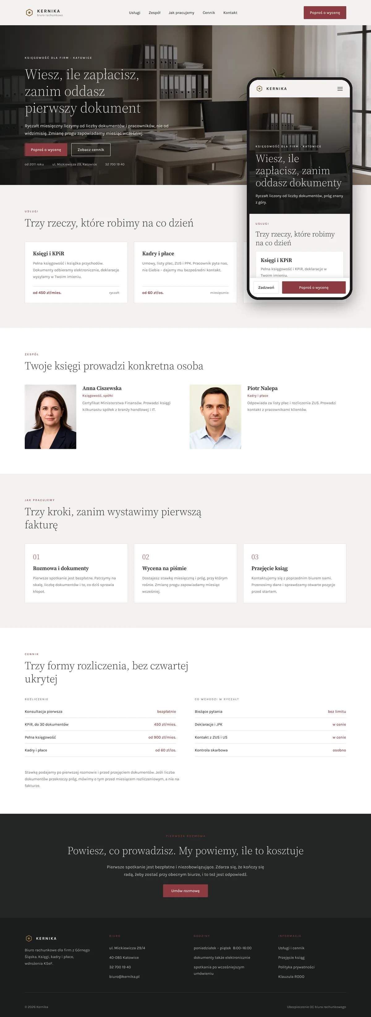 Projekt koncepcyjny strony internetowej – biura rachunkowego