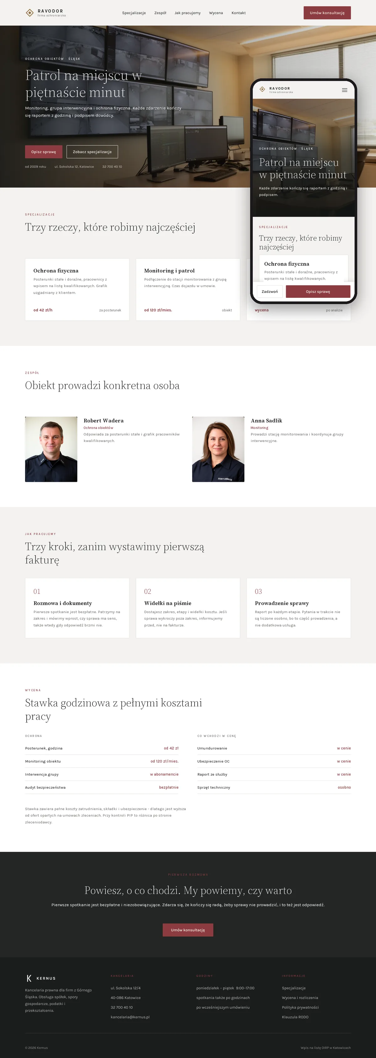 Projekt koncepcyjny strony internetowej – firmy ochroniarskiej