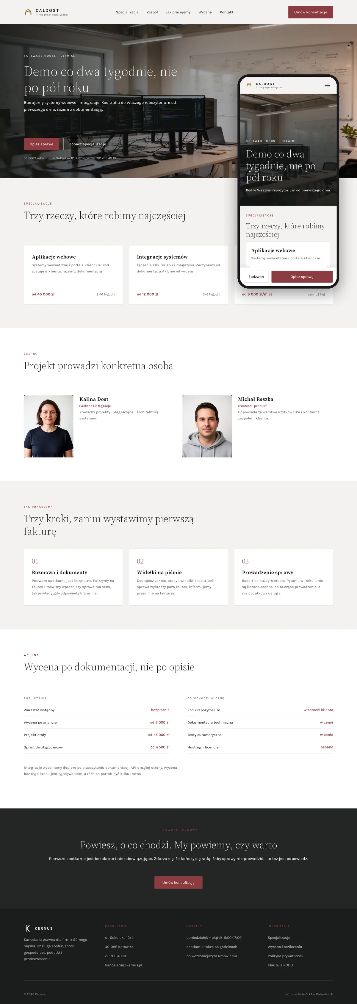 Projekt koncepcyjny strony internetowej – firmy programistycznej