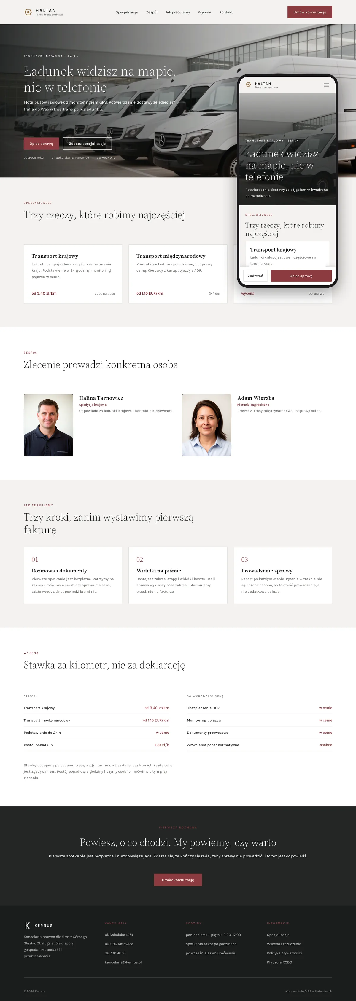 Projekt koncepcyjny strony internetowej – firmy transportowej