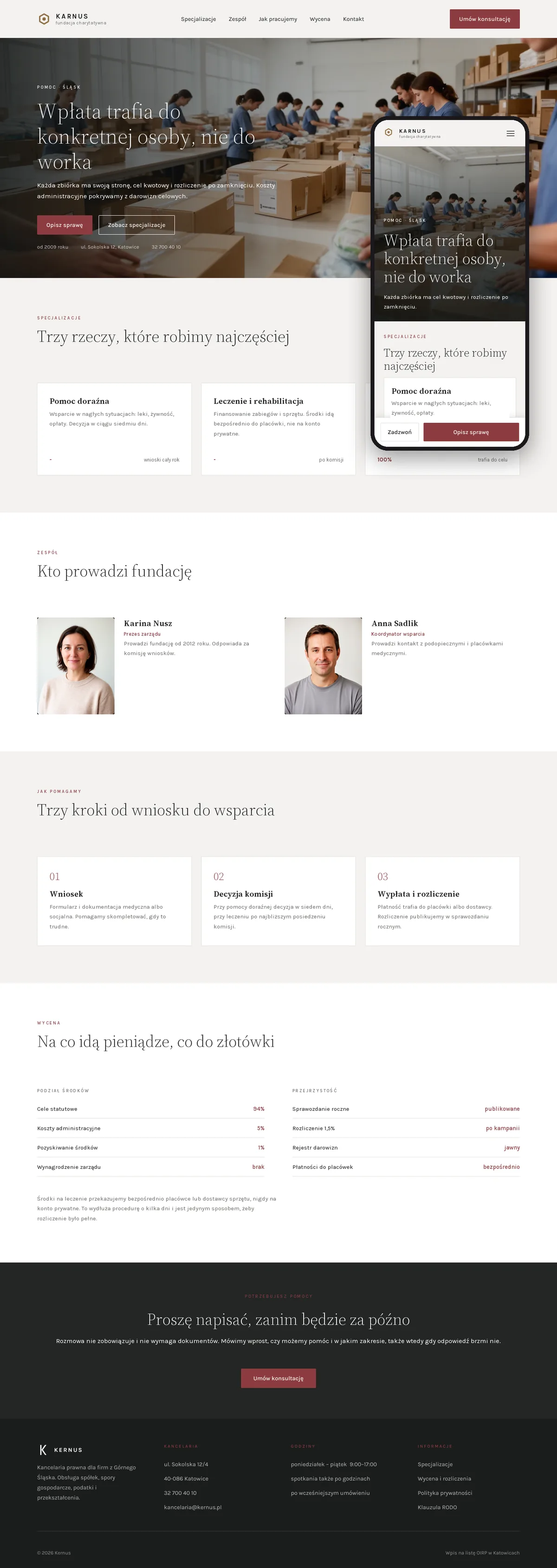 Projekt koncepcyjny strony internetowej – fundacji charytatywnej