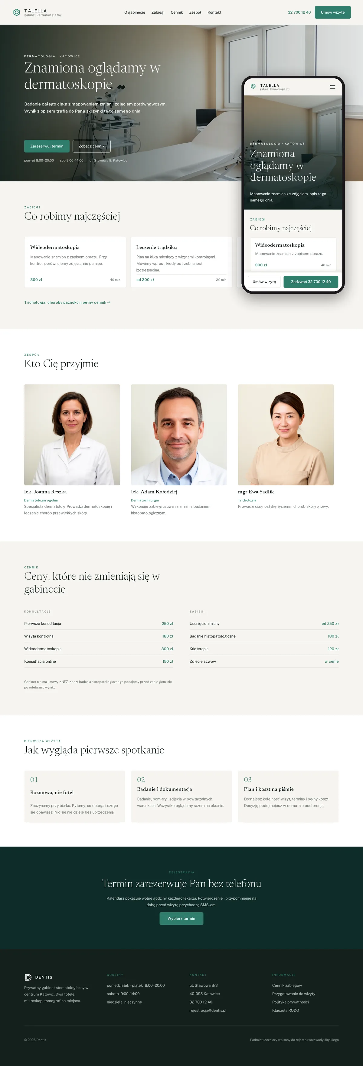 Projekt koncepcyjny strony internetowej – gabinetu dermatologicznego