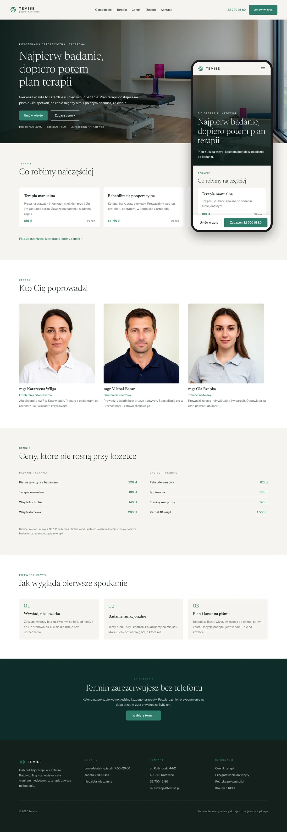 Projekt koncepcyjny strony internetowej – gabinetu fizjoterapeutycznego
