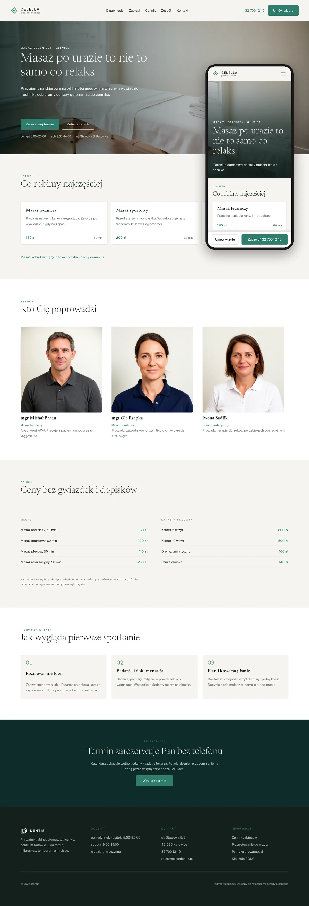 Projekt koncepcyjny strony internetowej – gabinetu masażu