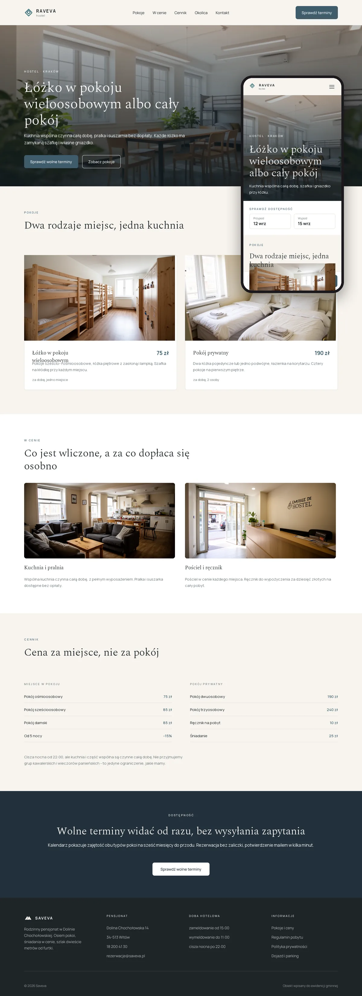 Projekt koncepcyjny strony internetowej – hostelu