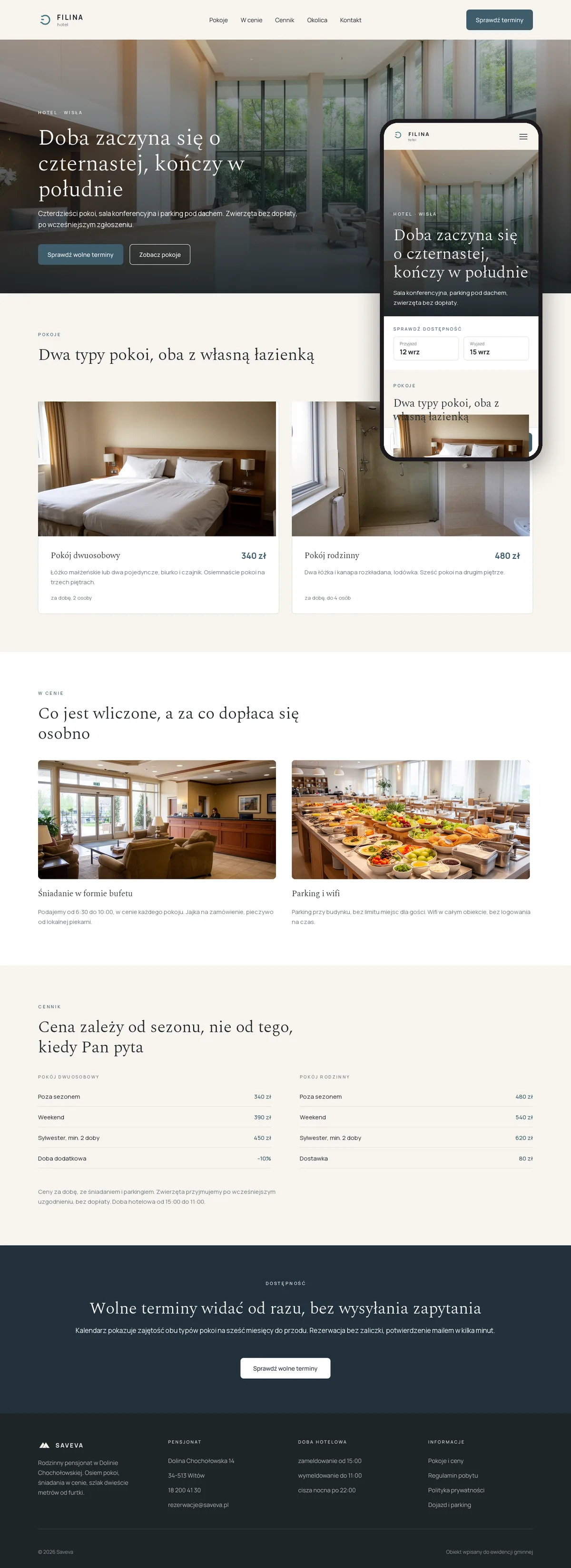 Projekt koncepcyjny strony internetowej – hotelu