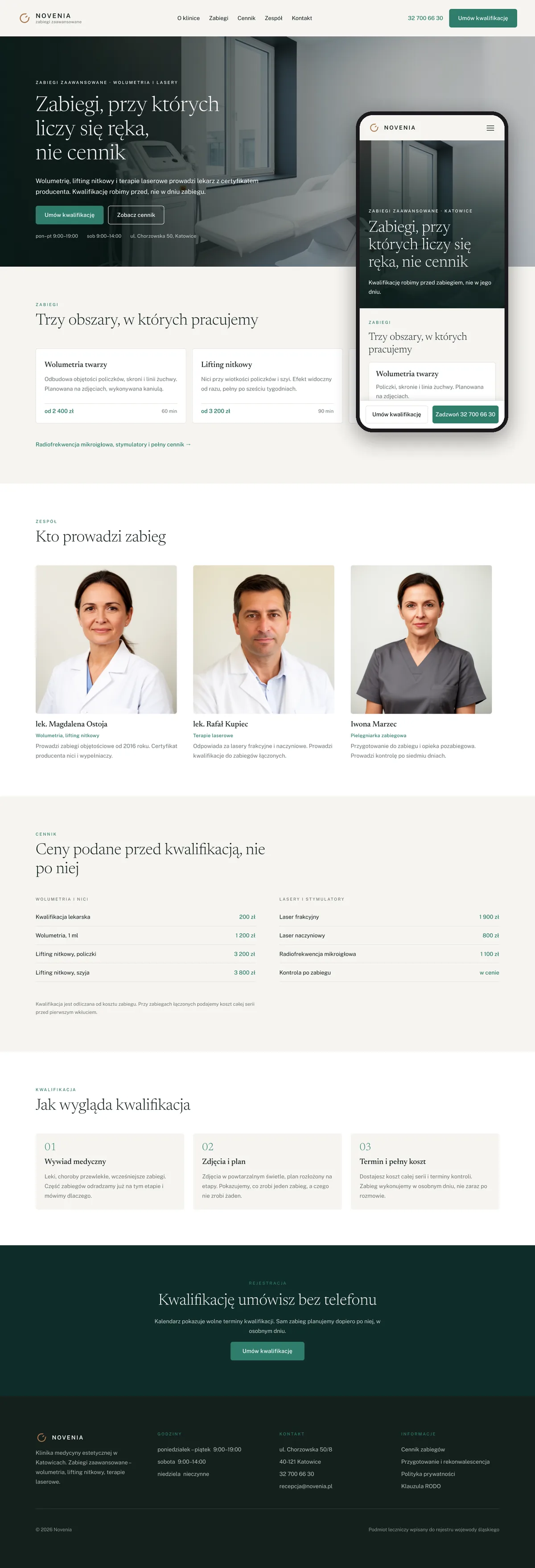 Projekt koncepcyjny strony internetowej – kliniki medycyny estetycznej (zabiegi zaawansowane)