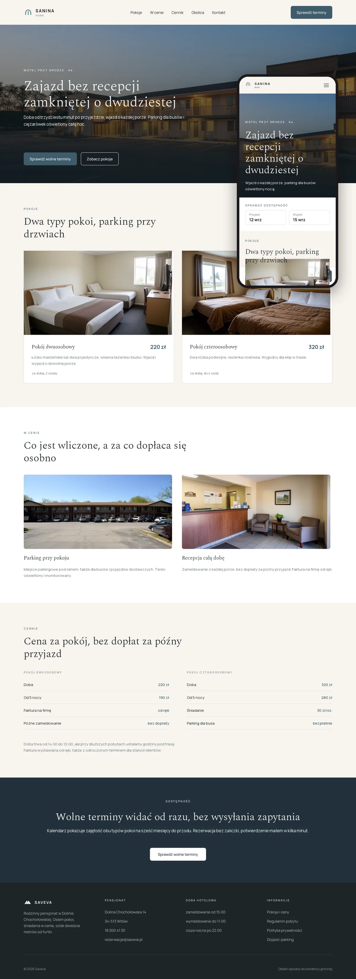 Projekt koncepcyjny strony internetowej – motelu