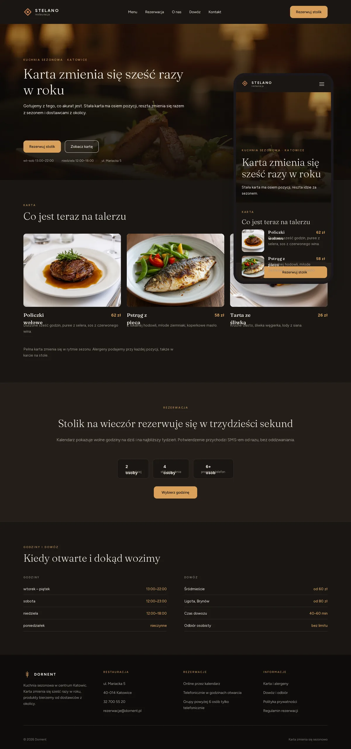 Projekt koncepcyjny strony internetowej – restauracji