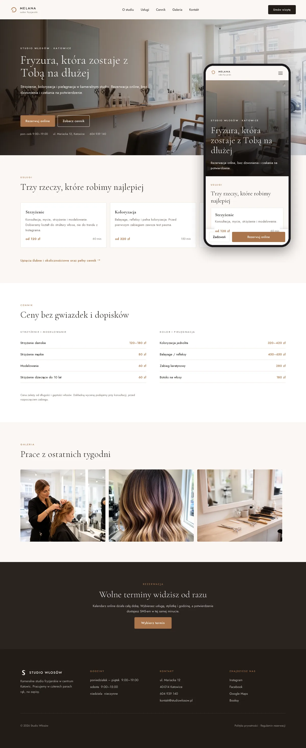 Projekt koncepcyjny strony internetowej – salonu fryzjerskiego