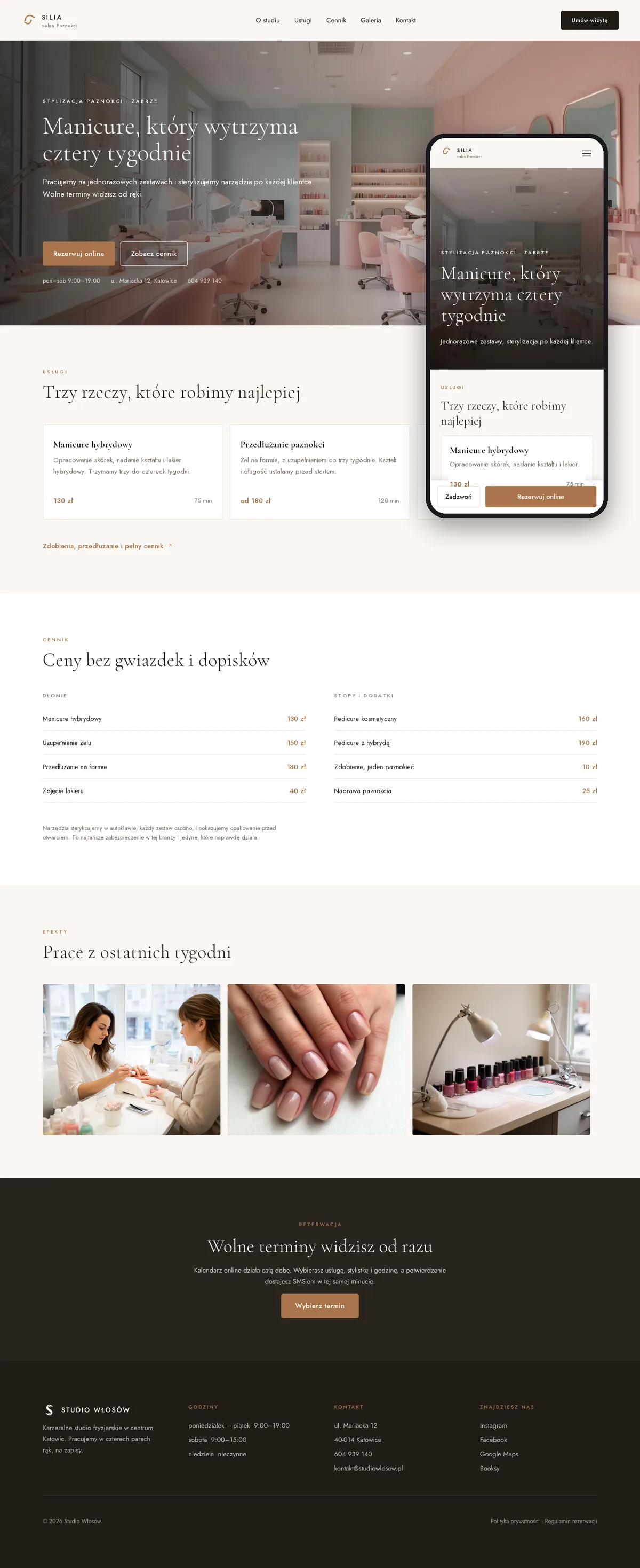 Projekt koncepcyjny strony internetowej – salonu paznokci