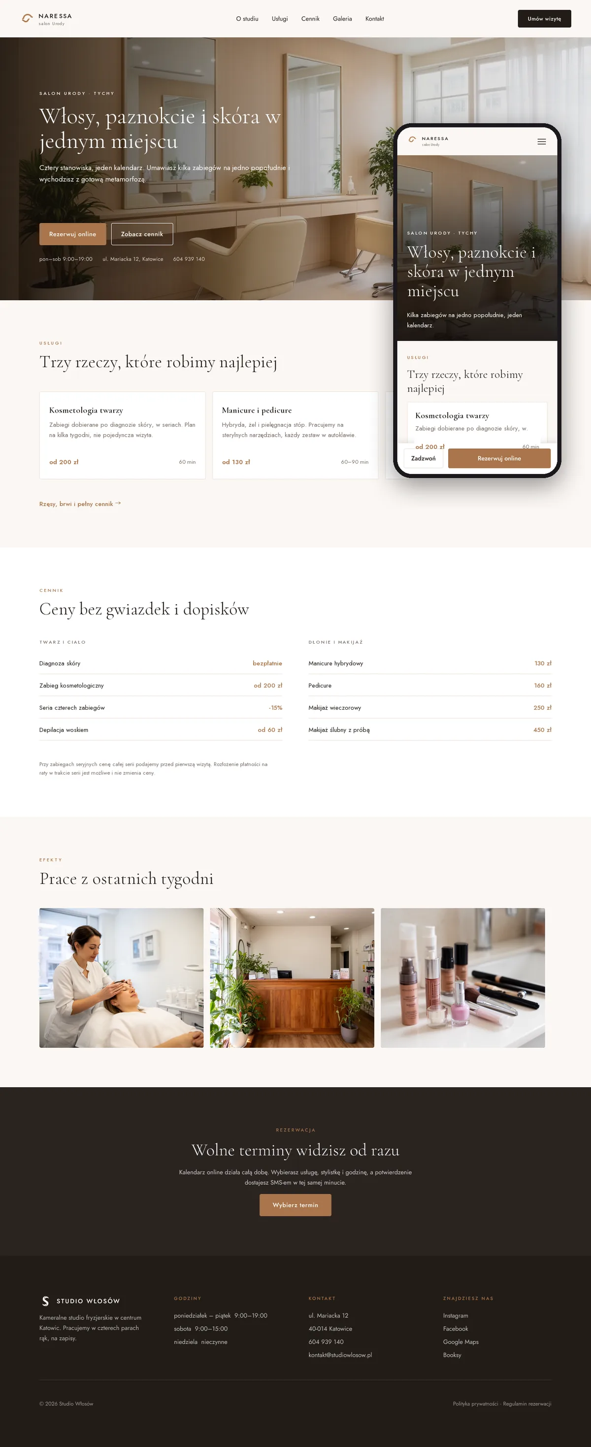 Projekt koncepcyjny strony internetowej – salonu urody