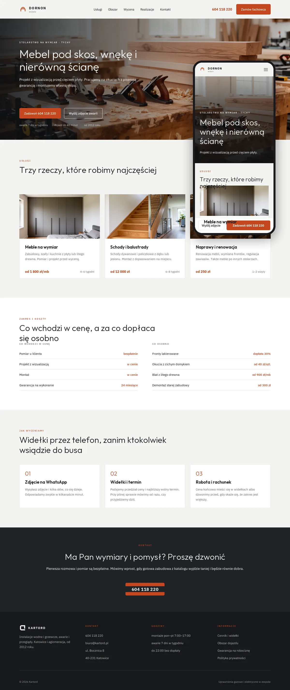 Projekt koncepcyjny strony internetowej – stolarza