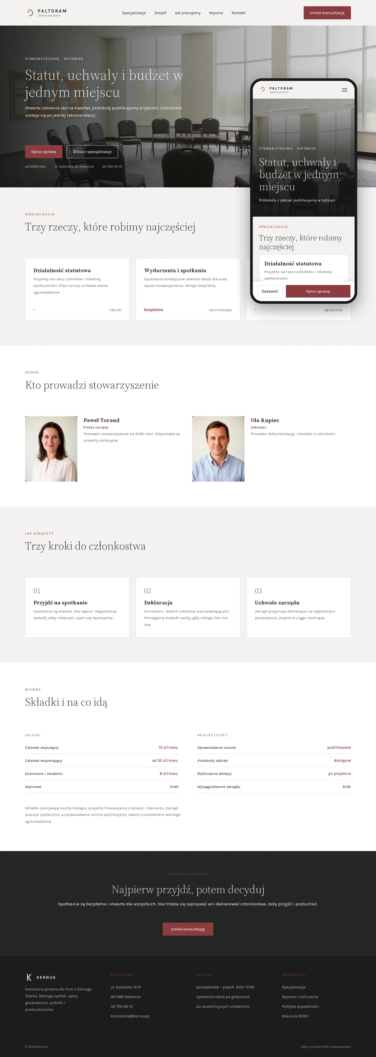 Projekt koncepcyjny strony internetowej – stowarzyszenia