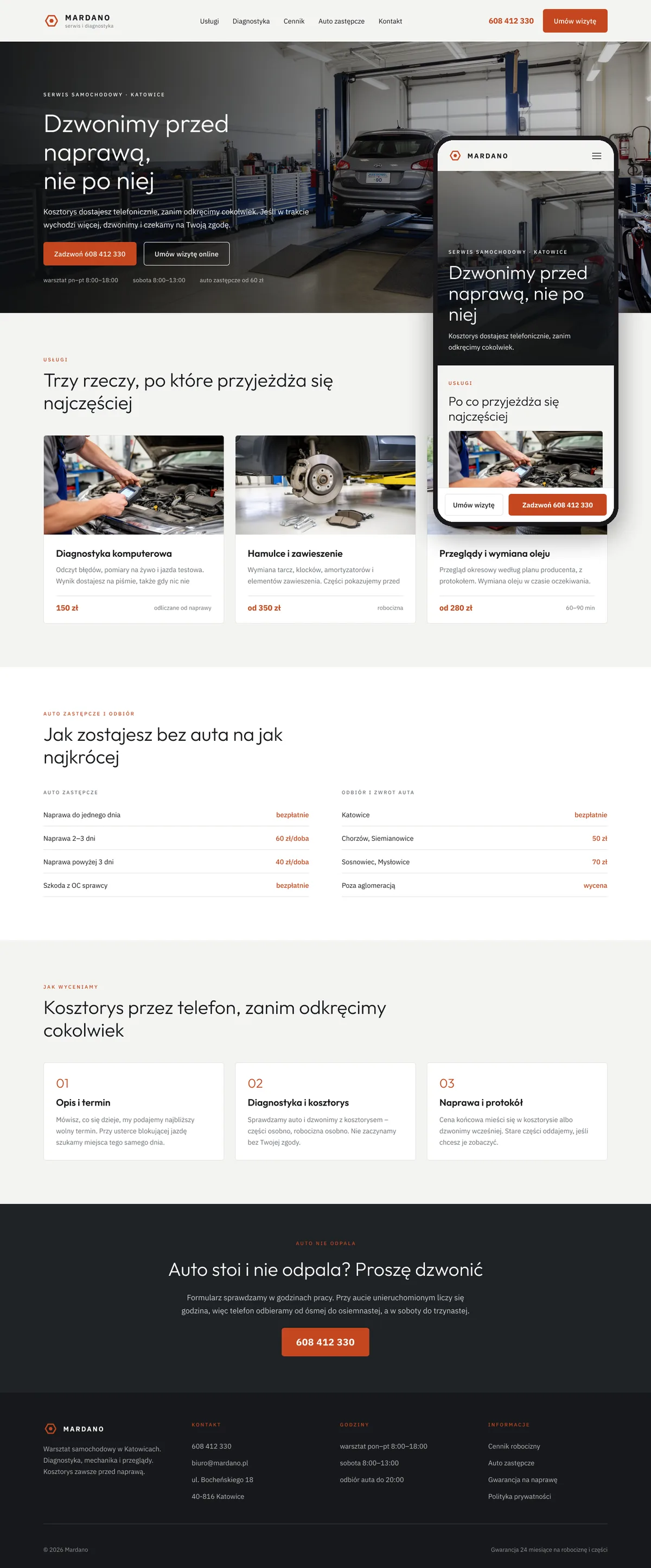 Projekt koncepcyjny strony internetowej – warsztatu samochodowego