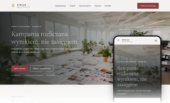 Projekt koncepcyjny strony - Agencja reklamowa