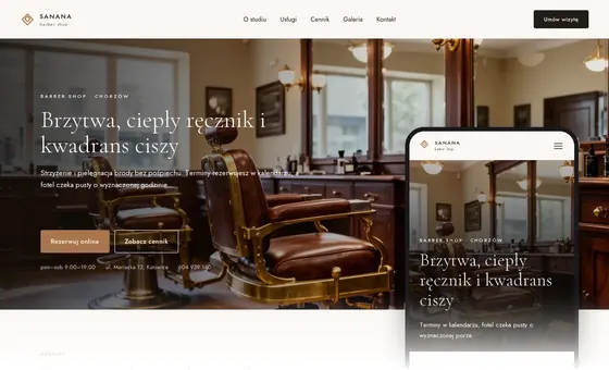 Projekt koncepcyjny strony - Barber shop