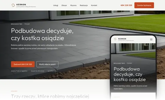 Projekt koncepcyjny strony - Profesjonalne Usługi Brukarskie