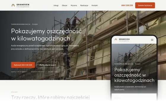 Projekt koncepcyjny strony - Firma dociepleniowa
