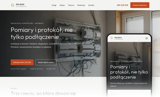 Projekt koncepcyjny strony - Firma elektryczna