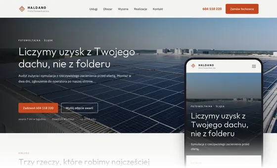 Projekt koncepcyjny strony - Firma fotowoltaiczna