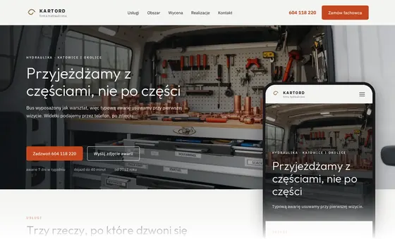 Projekt koncepcyjny strony - Firma hydrauliczna