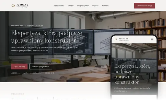Projekt koncepcyjny strony - Firma inżynieryjna