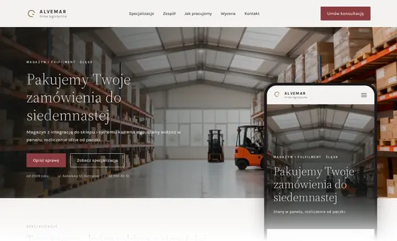 Projekt koncepcyjny strony - Firma logistyczna