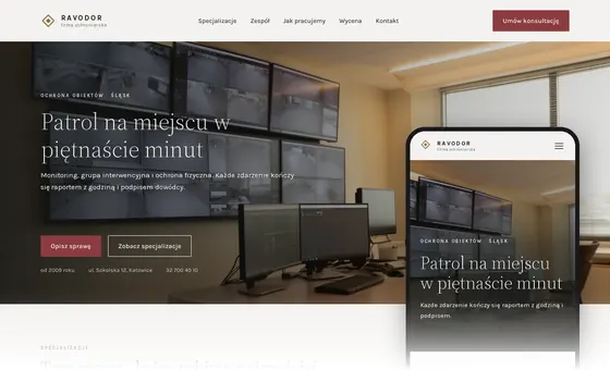 Projekt koncepcyjny strony - Firma ochroniarska