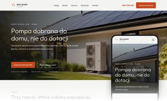 Projekt koncepcyjny strony - Firma OZE