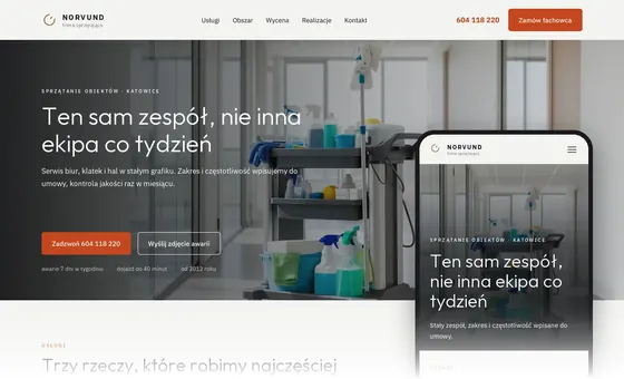 Projekt koncepcyjny strony - Firma sprzątająca
