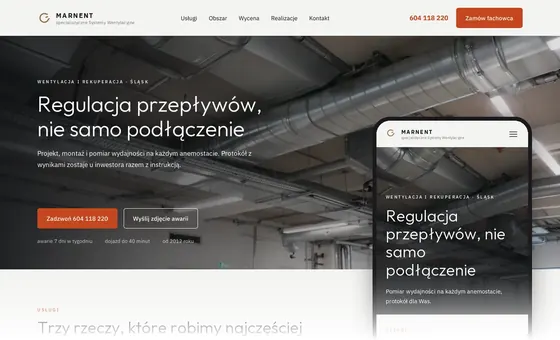 Projekt koncepcyjny strony - Specjalistyczne Systemy Wentylacyjne