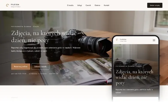 Projekt koncepcyjny strony - Fotograf ślubny