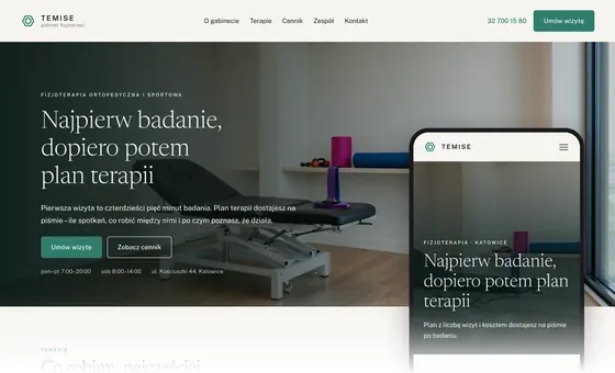 Projekt koncepcyjny strony - Gabinet fizjoterapeutyczny