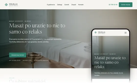 Projekt koncepcyjny strony - Gabinet Masażu