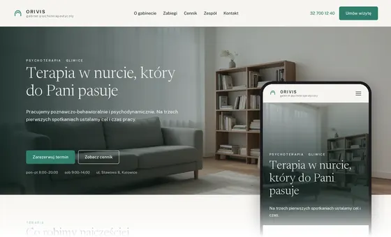 Projekt koncepcyjny strony - Gabinet psychoterapeutyczny