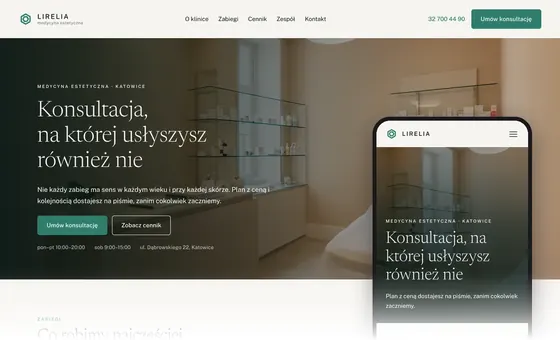 Projekt koncepcyjny strony - Klinika Medycyny Estetycznej