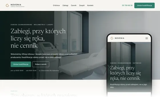 Projekt koncepcyjny strony - Klinika medycyny estetycznej – zabiegi zaawansowane