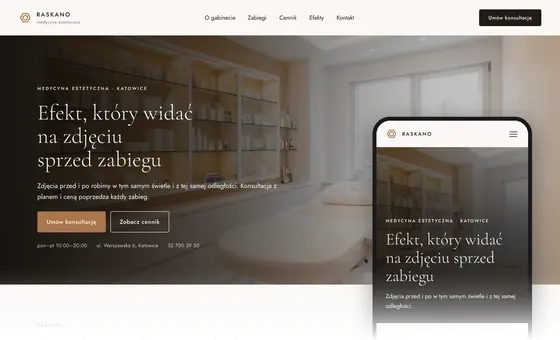 Projekt koncepcyjny strony - Klinika medycyny estetycznej