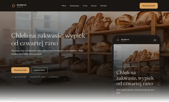 Projekt koncepcyjny strony - Piekarnia