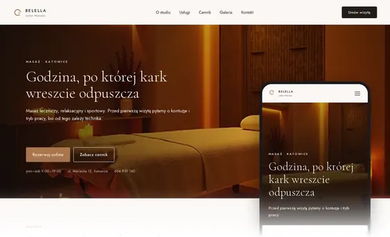 Projekt koncepcyjny strony - Salon Masażu