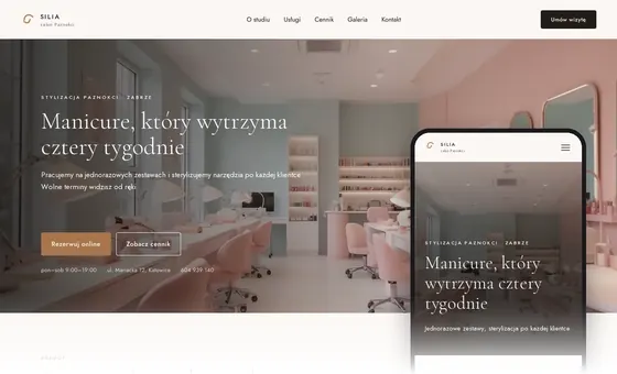 Projekt koncepcyjny strony - Salon Paznokci