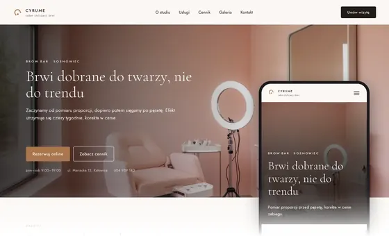 Projekt koncepcyjny strony - Salon stylizacji brwi