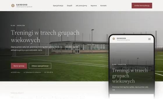 Projekt koncepcyjny strony - Stowarzyszenie sportowe