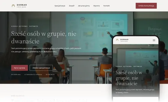 Projekt koncepcyjny strony - Szkoła Języka